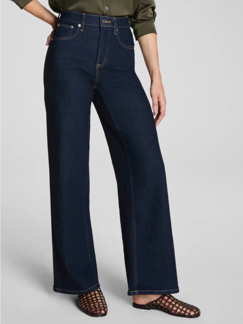 SPANX Dark Blue Wide-Leg Jeans